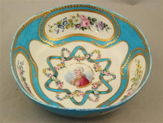 A Sevres bleu celeste salad bowl, 23.5cm